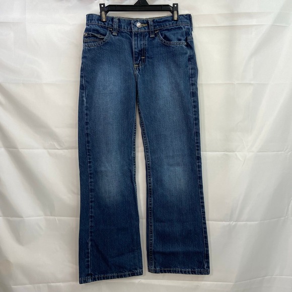 Vintage Wrangler youth boy's medium/dark wash straight fit adjustable jeans 10 - Picture 1 of 7